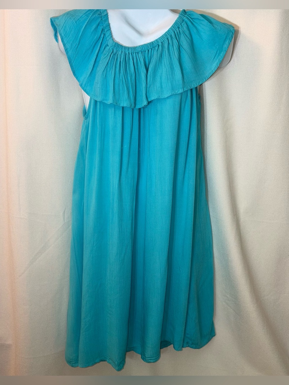 New Directions Curvy Turquoise Ruffle Neck Sleeveless Dress Size 1X